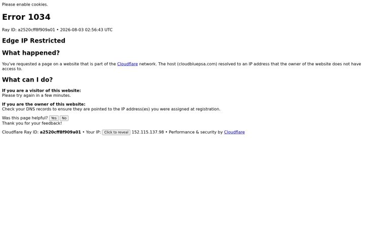 Screenshot of cloudbluepsa.com