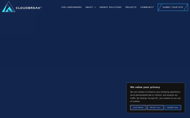 Screenshot of cloudbreakenergy.com