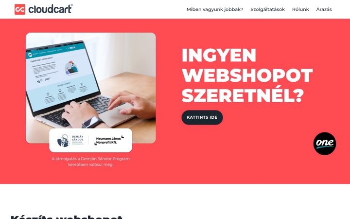 Screenshot ta' cloudcart.hu