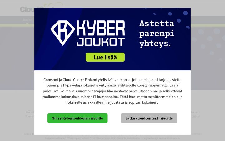 Screenshot of cloudcenter.fi