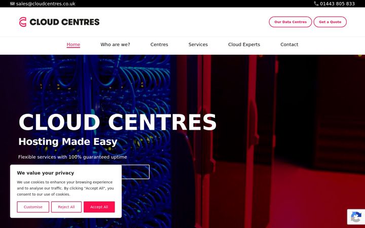 Zrzut ekranu cloudcentres.co.uk