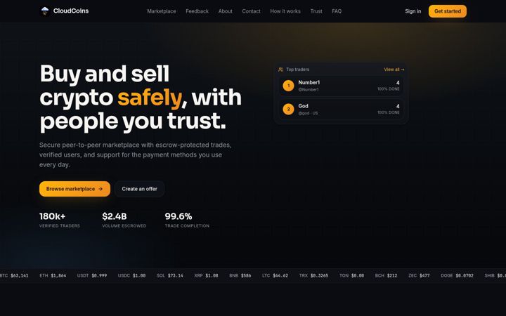 Screenshot of cloudcoins.cc
