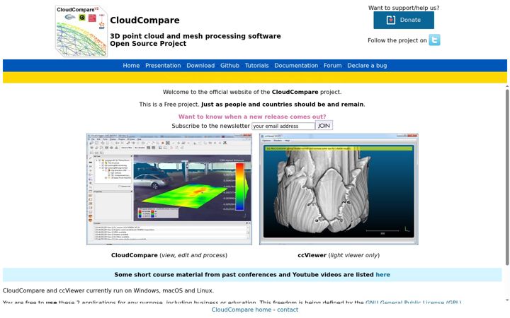 Screenshot of cloudcompare.org