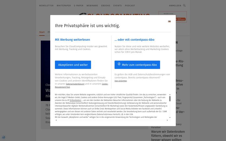 Screenshot of cloudcomputing-insider.de