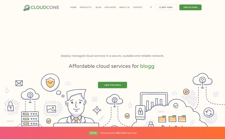 Ekraanipilt saidist cloudcone.com