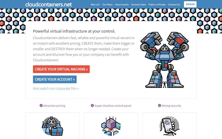 Screenshot of cloudcontainers.net