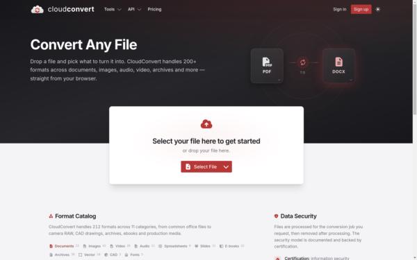 Screenshot of cloudconvert.com