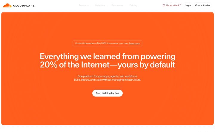 Screenshot of cloudfare.com