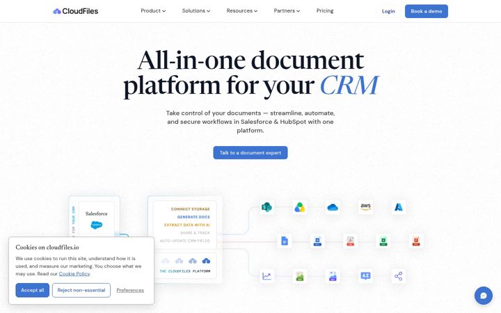 Snímek obrazovky cloudfiles.io