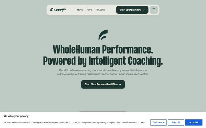 Snímek obrazovky cloudfit.io