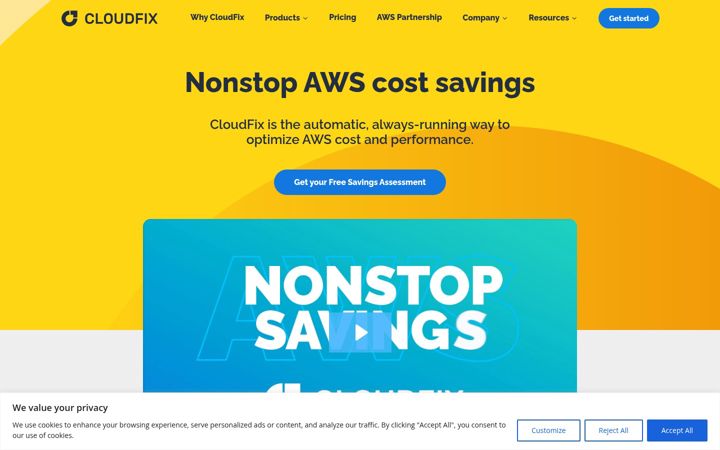 Snímek obrazovky cloudfix.io