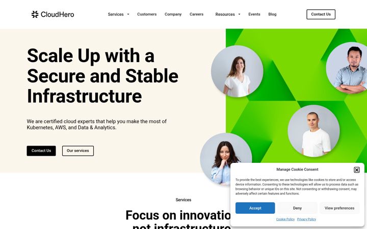 Snímek obrazovky cloudhero.io