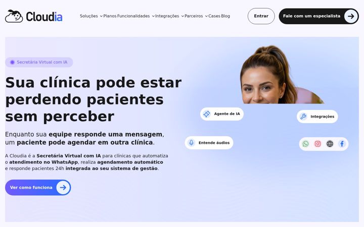 Posnetek zaslona cloudia.com.br