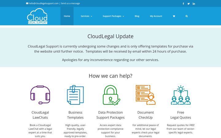 Screenshot of cloudlegalsupport.com