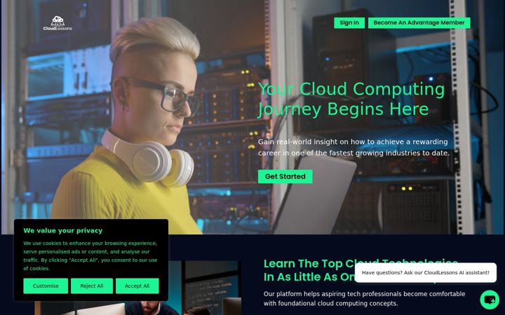 Snímek obrazovky cloudlessons.io