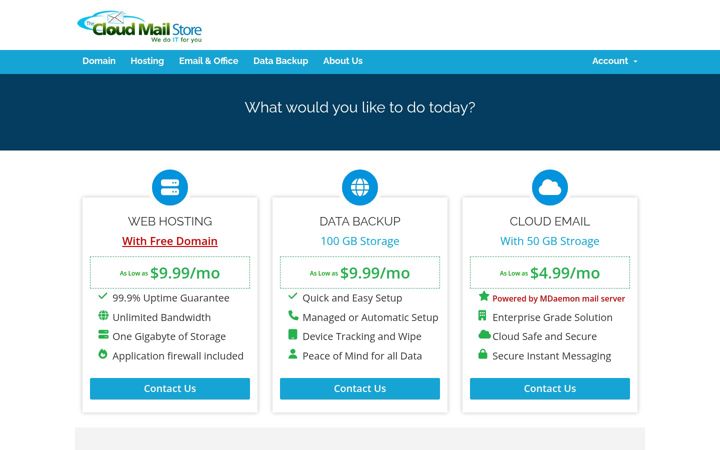Screenshot of cloudmailstore.com