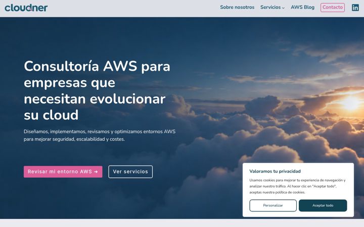 Captura de pantalla de cloudner.es
