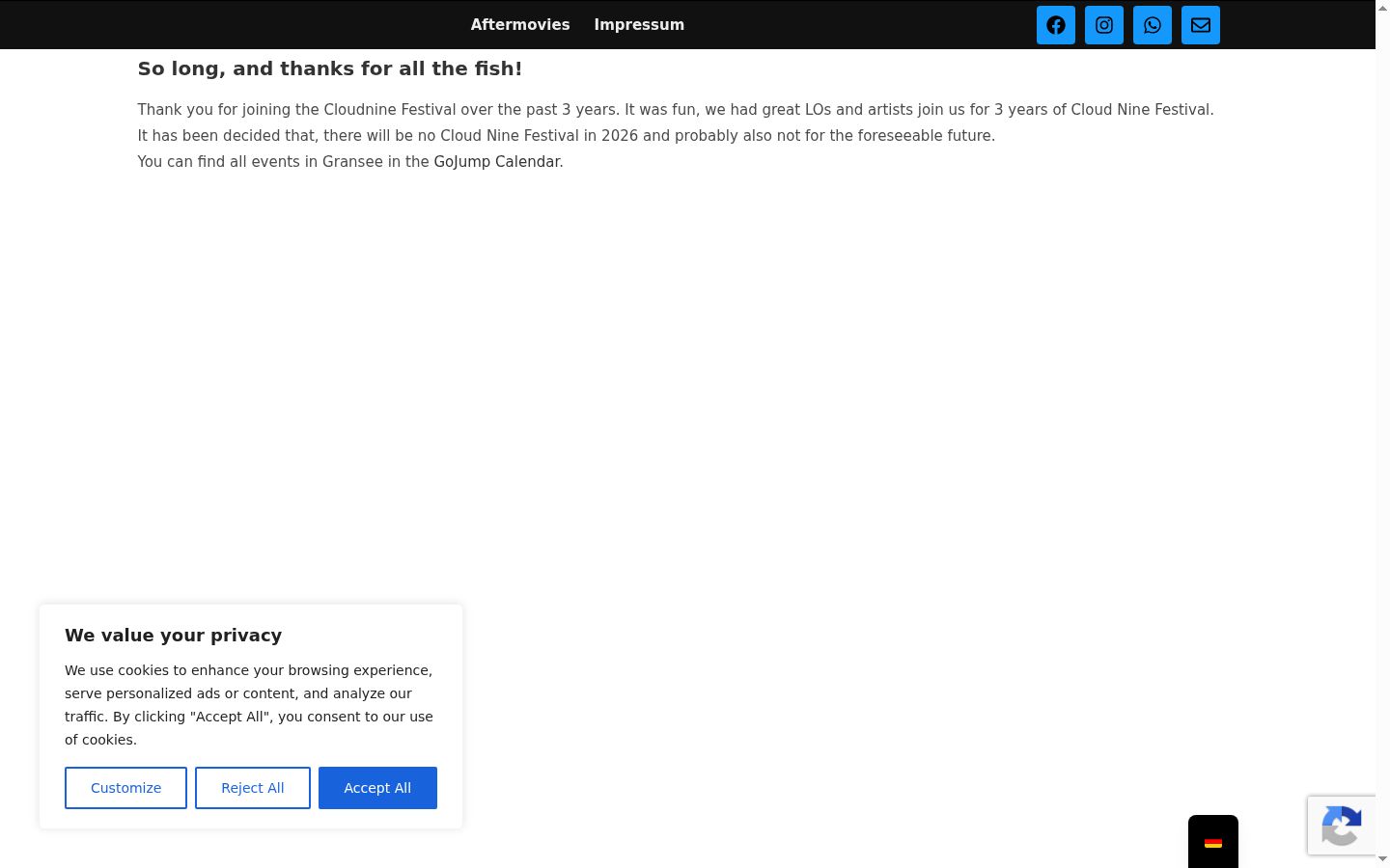 Screenshot of the consent banner shown before any interaction