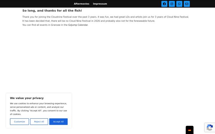 Screenshot of cloudnine-festival.de