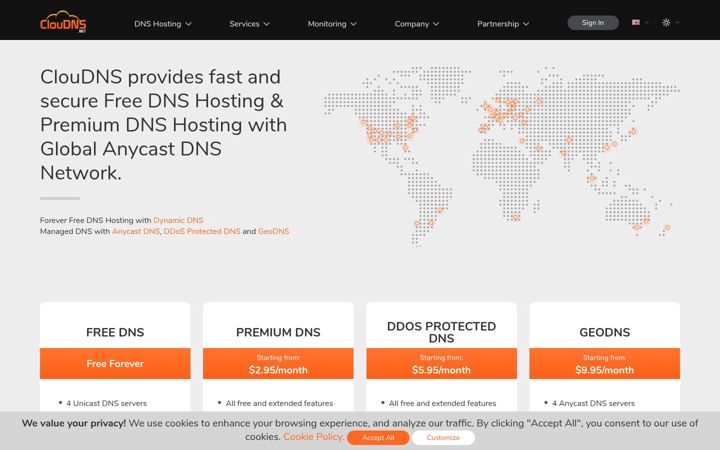 Screenshot ta' cloudns.com