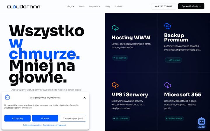 Screenshot stránky cloudorama.pl