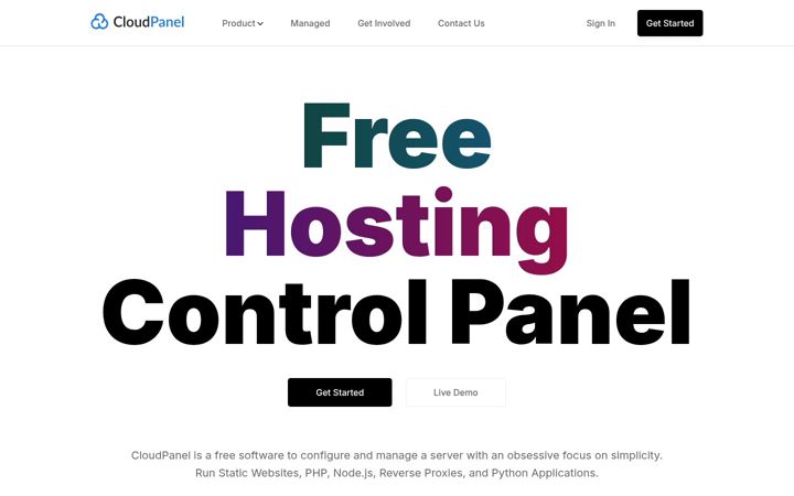 Screenshot of cloudpanel.io