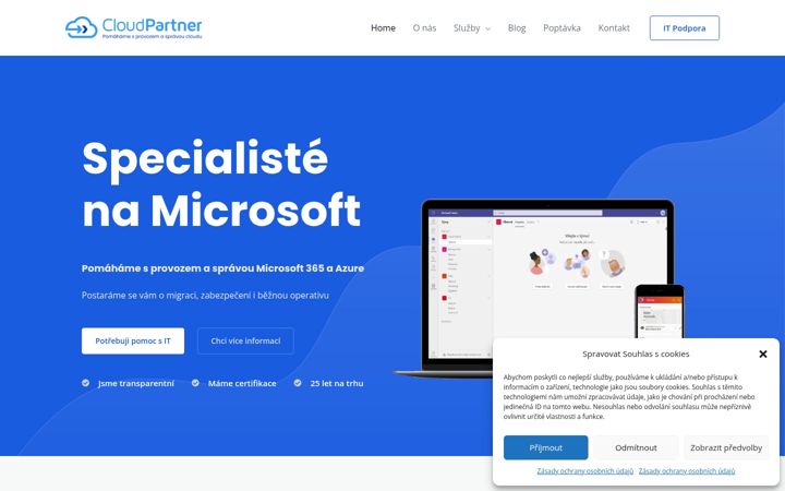 Skjámynd af cloudpartner.cz