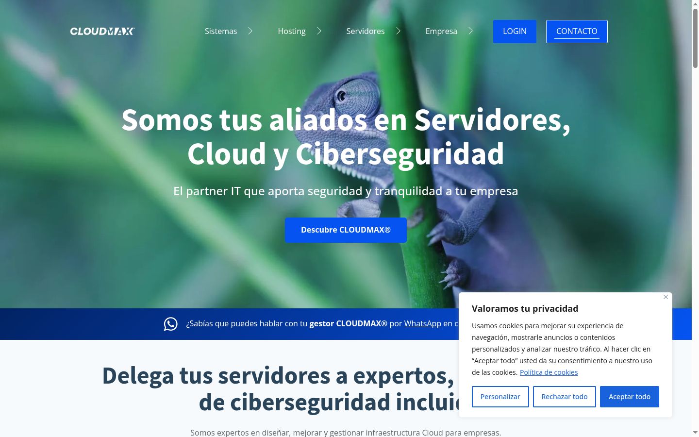 Captura de pantalla del banner de consentimiento mostrado antes de cualquier interacción