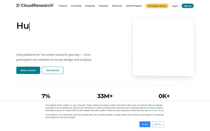 Snimka zaslona za cloudresearch.com