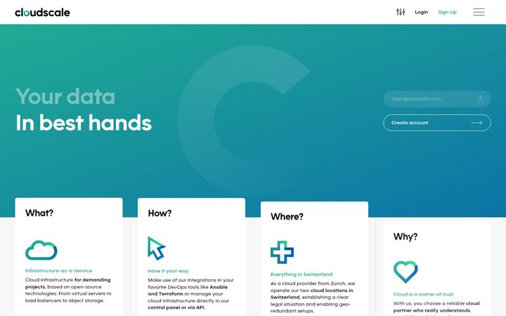 Screenshot of cloudscale.ch