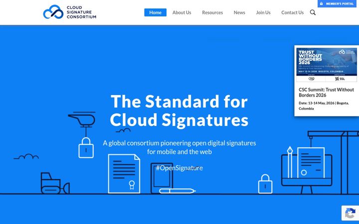 Captura de pantalla de cloudsignatureconsortium.org
