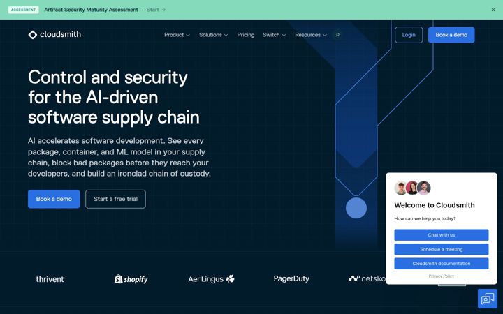 Screenshot of cloudsmith.com