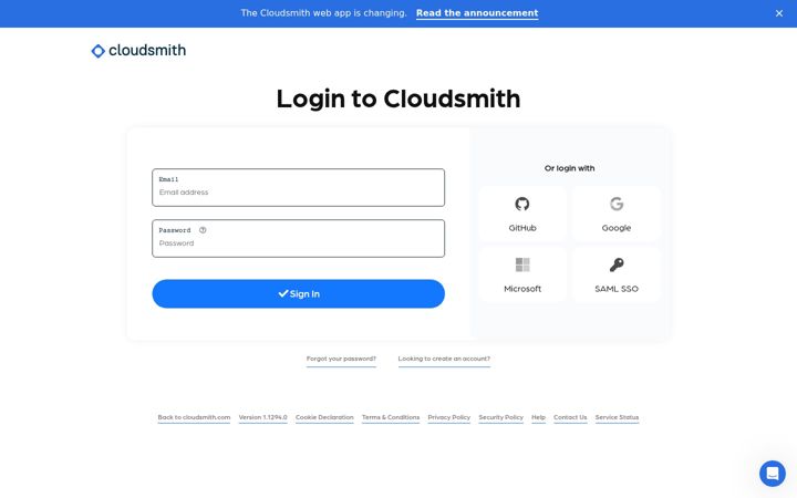 Screenshot di cloudsmith.io
