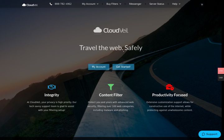 Captura de pantalla de cloudveil.org