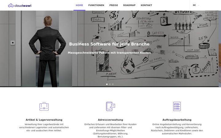 Screenshot of cloudwawi.ch