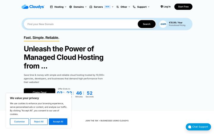 Screenshot of cloudyhost.com