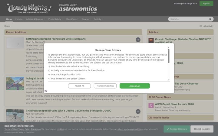 Screenshot του cloudynights.com