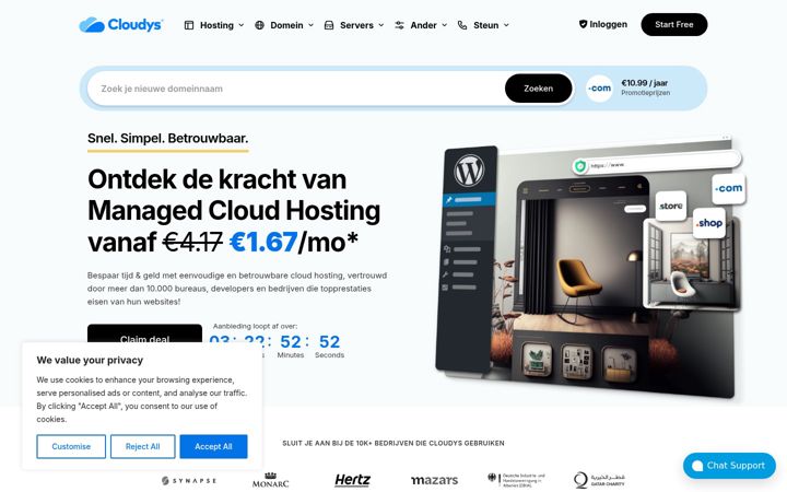 Snimka zaslona za cloudys.nl