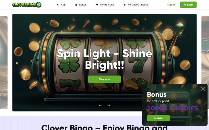 Screenshot of cloverbingo.net
