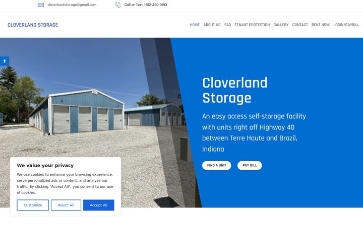 Screenshot of cloverlandstorage.net