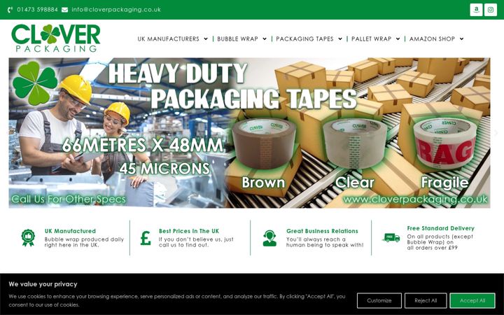 Screenshot of cloverpackaging.co.uk