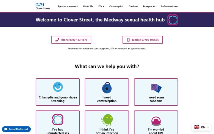 Screenshot of cloverstreet.nhs.uk
