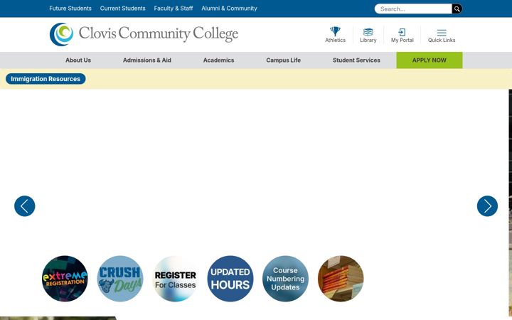 Screenshot von cloviscollege.edu