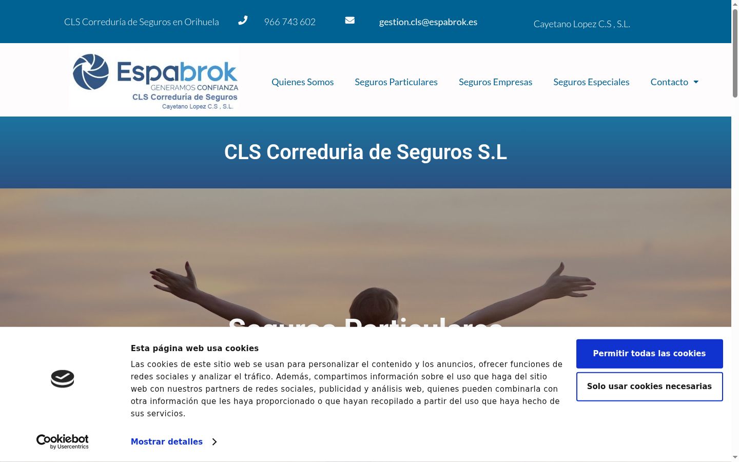 Captura de ecrã do banner de consentimento apresentado antes de qualquer interação