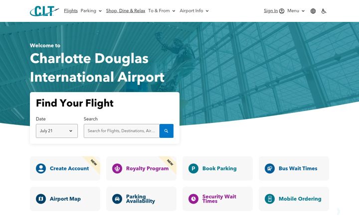 Snímek obrazovky cltairport.com