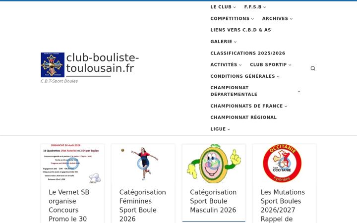 Snimka zaslona za club-bouliste-toulousain.fr