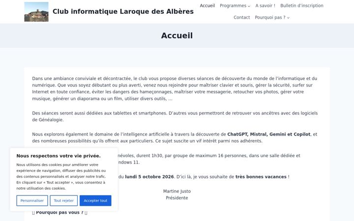 Ekrānuzņēmums no club-informatique-laroque.fr
