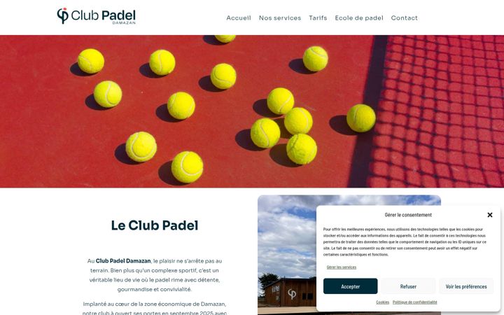 Ekrānuzņēmums no club-padel-damazan.fr