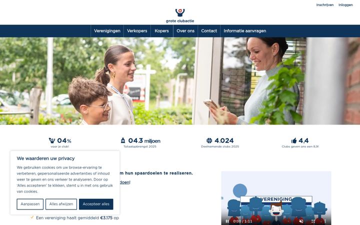 Snímek obrazovky clubactie.nl