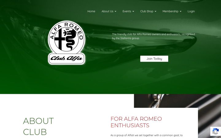 Screenshot του clubalfa.co.uk